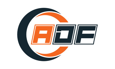 ADF three-letter circle logo design. custom font logo vector template | abstract logo | word mark logo | letter mark logo | business logo | minimalist logo | font logo |