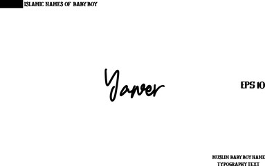 Fototapeta premium Muslim Men's Name Yawer Stylish Calligraphy Text 