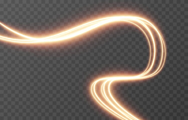 Vector glowing lines of light on an isolated transparent background. Luminous wavy lines, light trail png. Light speed effect. Neon, glowing spiral png.