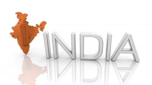 India Country Word Orange Map Cutout 3d Animation