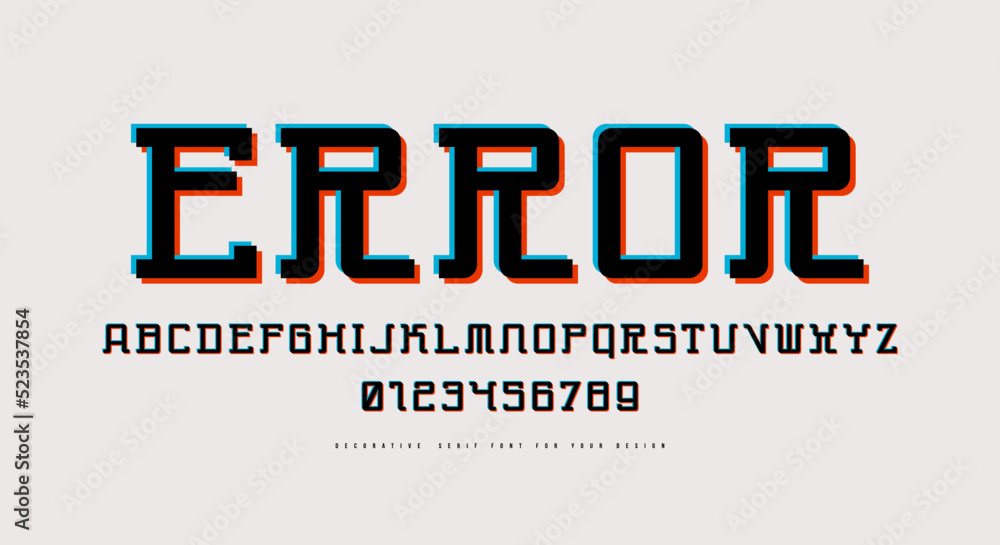 Poster monospaced serif font in cyber style with ripples distortion effect