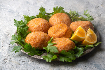 Kibbeh is a popular dish in Middle Eastern cuisine (Turkish name; icli kofte - Adana icli koftesi)