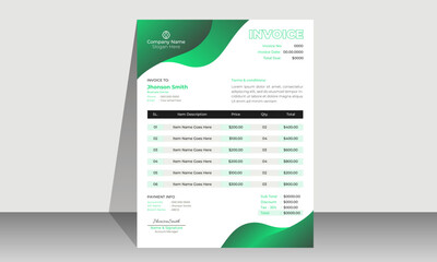 Modern and creative corporate company invoice template. Bill form business invoice accounting design