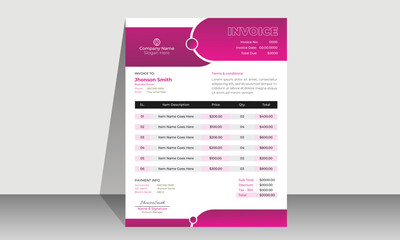 Modern and creative corporate company invoice template. Bill form business invoice accounting design
