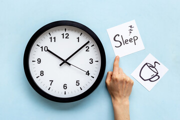 Wall clock and sleep rest signs and icons. Rest time