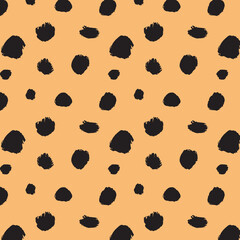 Seamless pattern leopard wool or skin. Vector doodle cartoon style. The dots are rough. Simple. © Sashakasha