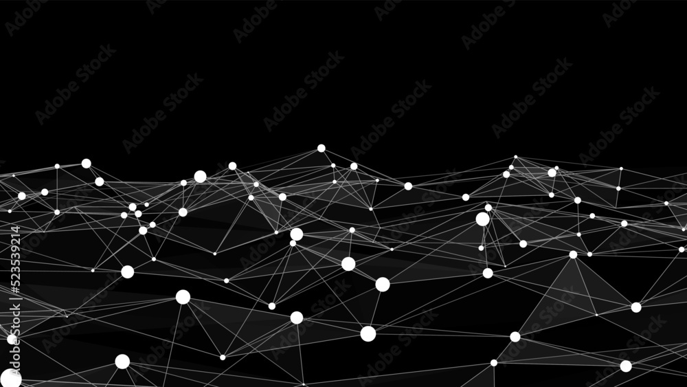 Poster digital dynamic cyber wave. abstract futuristic background with dots and lines. big data visualizati
