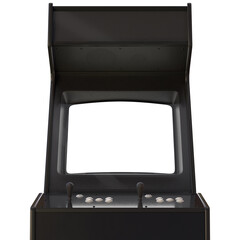 Mock-up of Black Retro Arcade Machine or Cabinet for Two Players With White Buttons. 3D Illustration © D Graphics