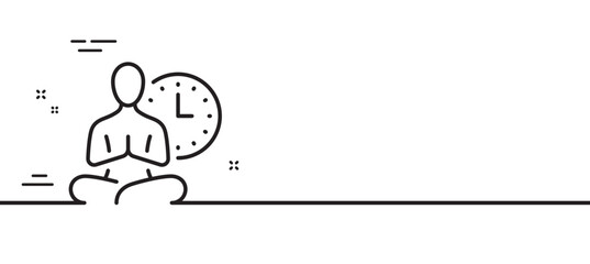 Yoga line icon. Meditation pose sign. Relax body and mind symbol. Minimal line illustration background. Yoga line icon pattern banner. White web template concept. Vector