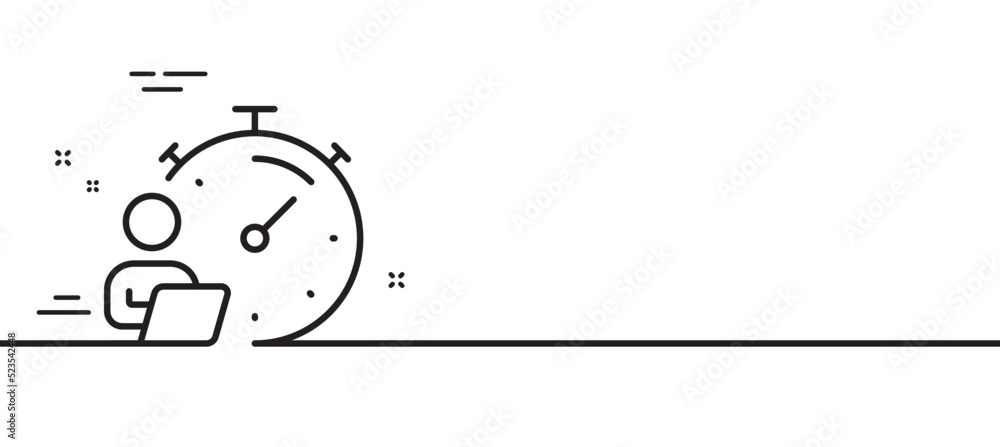 Poster work timer line icon. task stopwatch time sign. online countdown clock symbol. minimal line illustra