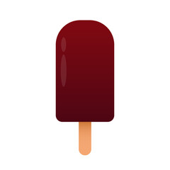 Chocolate popsicle on stick vector. (whole and bitten with filling) Isolated on white background.