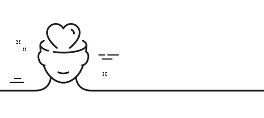 Mental health line icon. Psychology therapy sign. Love and care symbol. Minimal line illustration background. Mental health line icon pattern banner. White web template concept. Vector