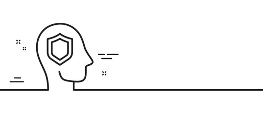 Psychology therapy line icon. Protect mental health sign. Brain care symbol. Minimal line illustration background. Psychology line icon pattern banner. White web template concept. Vector