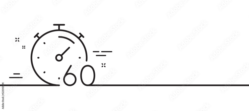 Poster timer 60 minutes line icon. stopwatch time sign. countdown clock symbol. minimal line illustration b