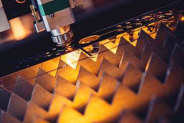CNC Laser Metallurgy milling plasma cutting of metal engraving. Concept background modern...