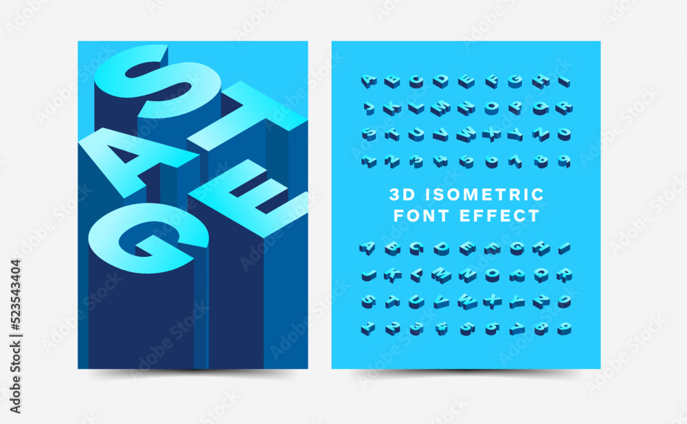 Fototapete isometric font display typeface. typography a to z minimal design. vector illustration of word