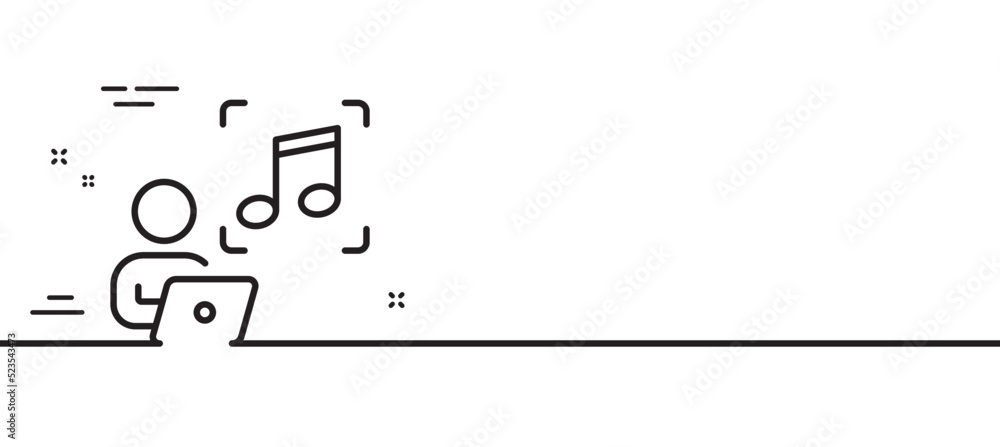 Poster music line icon. studio record sign. listen audio symbol. minimal line illustration background. musi