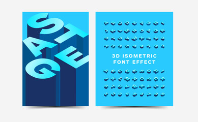 Isometric font display typeface. Typography a to z minimal design. vector illustration of word