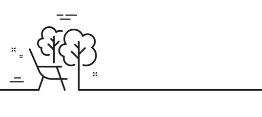 Deckchair line icon. Chair furniture sign. Ð¡amping chair symbol. Minimal line illustration background. Deckchair line icon pattern banner. White web template concept. Vector