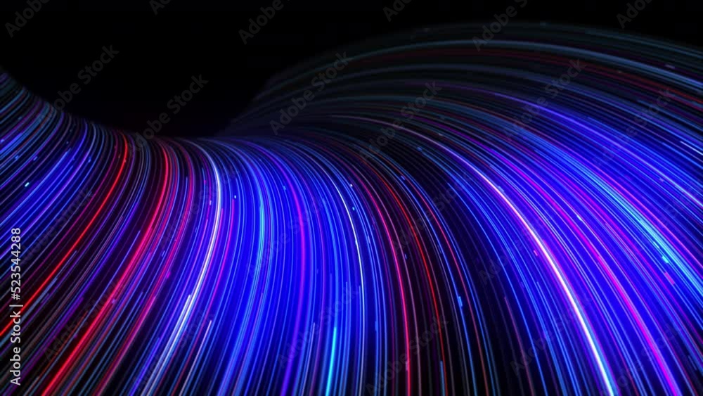 Poster 3d rendering colourful abstract neon background space and time strings, highway night lights. ultra 