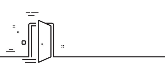 Door line icon. Open doorway sign. Home interior symbol. Minimal line illustration background. Door line icon pattern banner. White web template concept. Vector