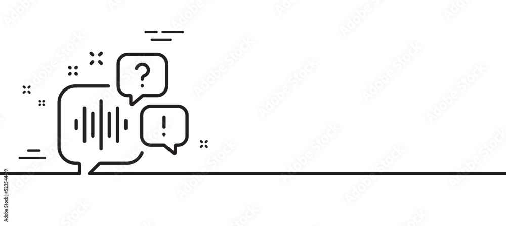 Poster voicemail line icon. audio message sign. listen music symbol. minimal line illustration background. 