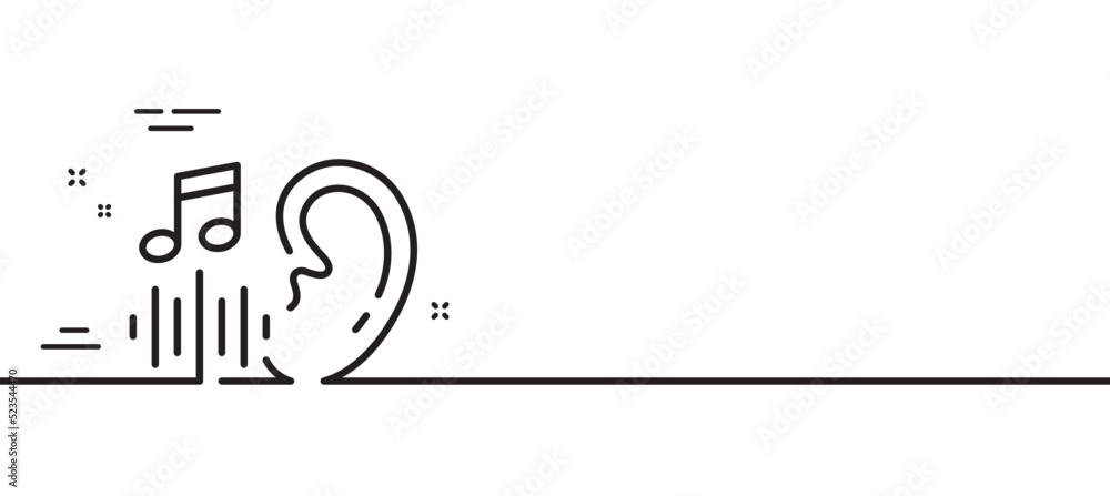 Poster hearing line icon. audio message sign. voicemail symbol. minimal line illustration background. heari