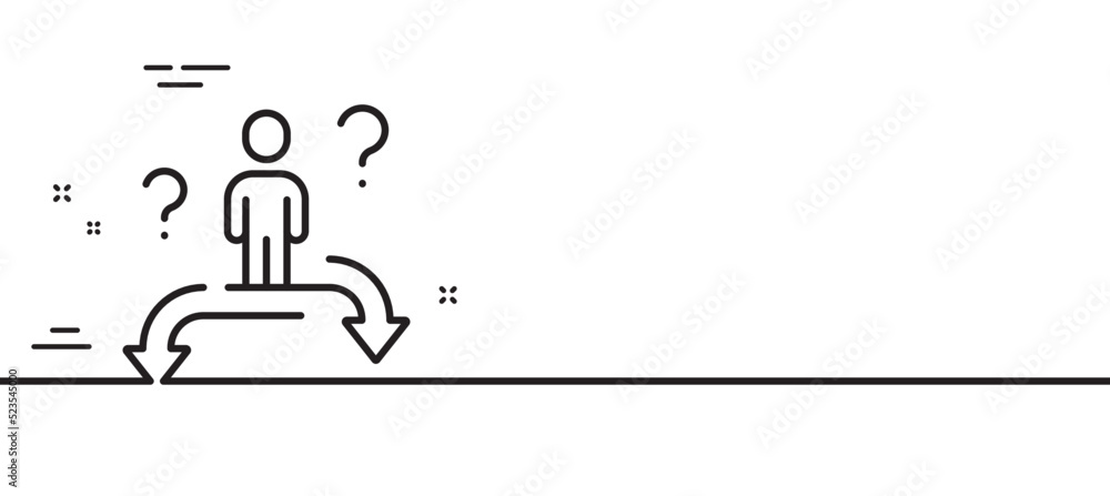Poster business choice line icon. person solution sign. question mark symbol. minimal line illustration bac