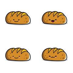 vector illustration of cute bread emoji