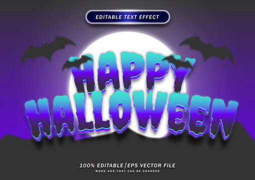 Happy halloween text style effect. Cartoon text effect editable.