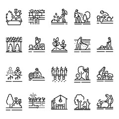 Garden service color line icons set. Signs for web page