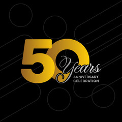 50 years anniversary logotype. Golden anniversary celebration template design, Vector illustrations.