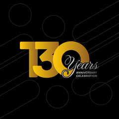 130 years anniversary logotype. Golden anniversary celebration template design, Vector illustrations.