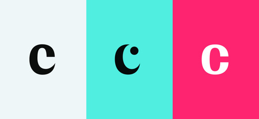 Set of letter C minimal logo icon design template elements