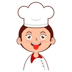 girl chef happy face cartoon cute