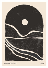 Trendy minimalist landscape abstract contemporary collage design