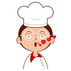 girl chef happy face cartoon cute