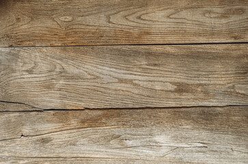 Wooden boards of rough structure with cracks. Wooden wall. Abstract background.
