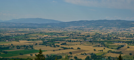  Panoramic view of the Assisi's countryside in Umbria, Italy