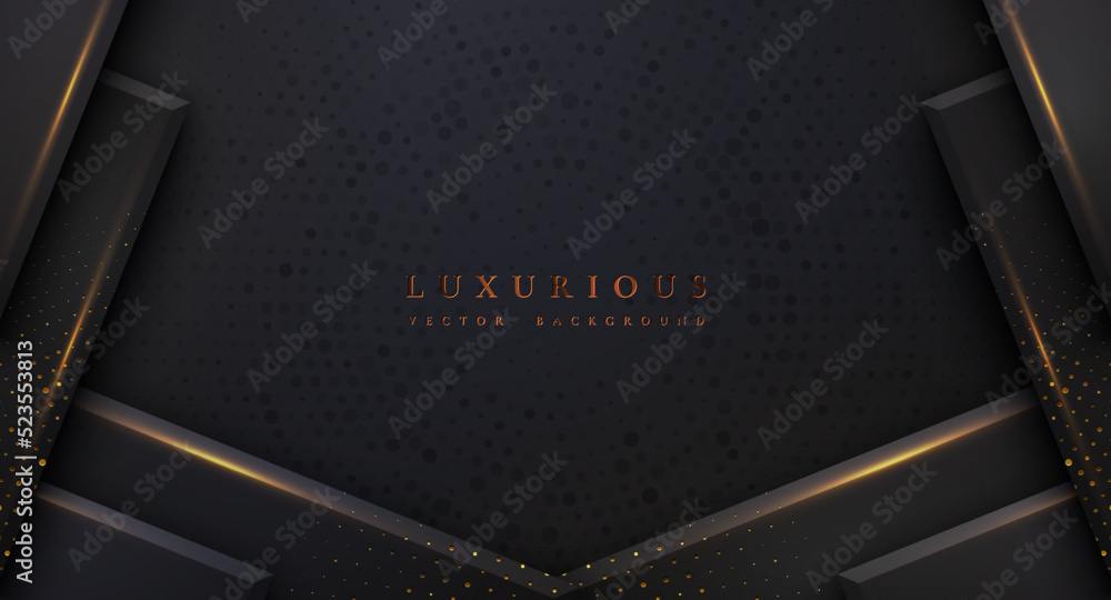 Canvas Prints abstract black and gold luxury background with abstract halftone dots.