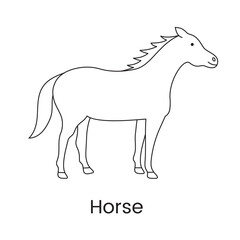 Horse icon in vector, linear illustration of a wild animal.