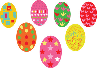 easter eggs on white background