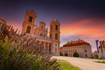 Fototapeta premium Sunset over Gottweig Abbey (German name is Stift Göttweig).