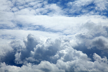 Stratus and cumulonimbus clouds. Dense layer sky pattern. Skies landscape in summer. Spindrift...