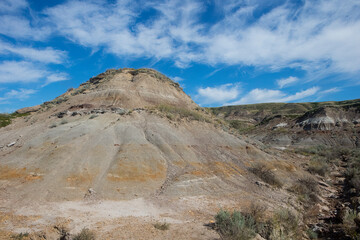 A landscape scene from the badlands area of Drumheller, Alberta, Canada