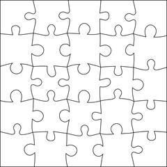 Fototapeta premium Puzzle white background. Business. Puzzles grid 5x5. template jigsaws detail frame 25 pieces.