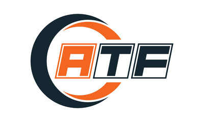 ATF three-letter circle logo design. custom font logo vector template | abstract logo | word mark logo | letter mark logo | business logo | minimalist logo | font logo | - obrazy, fototapety, plakaty