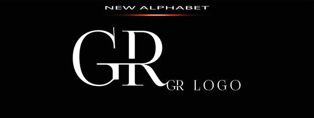 Monogram GR LOGO Abstract Fashion font alphabet. Minimal modern urban fonts for logo, brand etc. Typography typeface uppercase lowercase and number. vector illustration