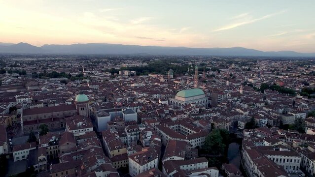 Vicenza italy cathedral and city center aerial