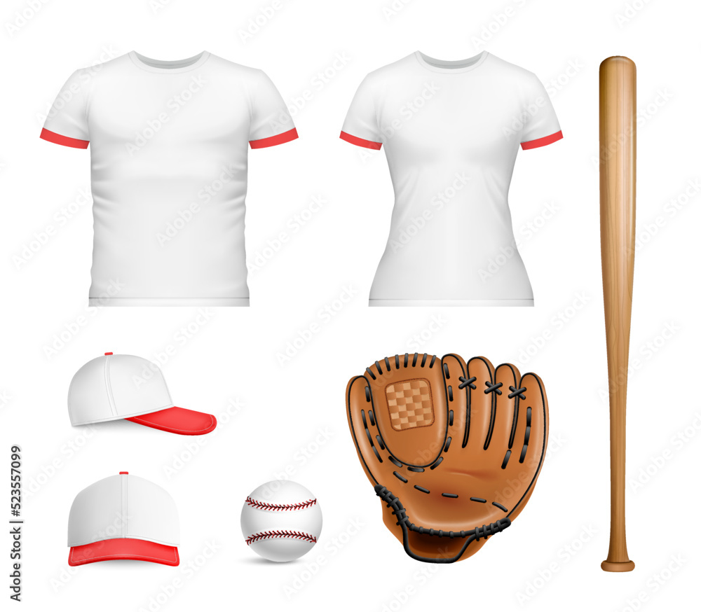 Canvas Prints realistic sport baseball mockup icon set